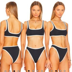 NWT Lspace Ace Fused Top in Black & Cream Size Medium